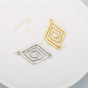 Stainless Steel Geometric Rhombus Hollow Connector Linker Spiral Scroll Pattern DIY Jewelry Making Finding For Earring