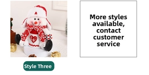Plush Christmas snowman doll with heart embroidery and red knitted hat for gift decor