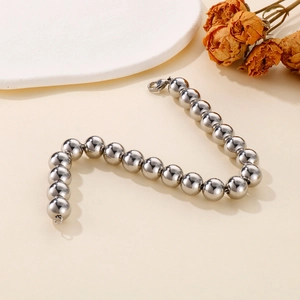 Elegant silver bead ball chain bracelet in stainless steel with lobster clasp for women