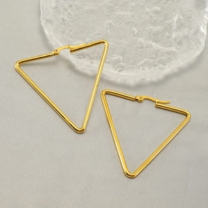 Geometric Triangle Hoop Earrings Gold Plated Stainless Steel Exaggerated Fashion Jewelry For Women