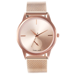 Minimalist Fashion Quartz Watch Simple Round Dial Alloy Case Stainless Steel Milanese Mesh Strap Analog Women Wristwatch
