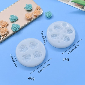 Two sets of rose flower silicone molds for DIY cake decorating and resin craft projects