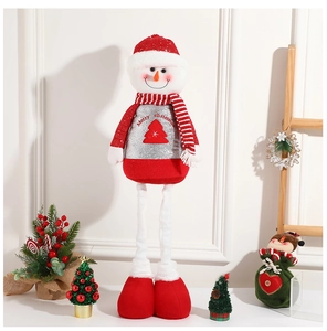 Charming long-legged snowman Christmas plush doll with Merry Christmas sweater detail