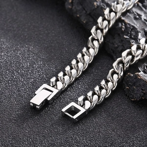 Collier Chaîne Cuban Link Acier Titane Haute Polie Couleur Argent Hip Hop Streetwear Bijoux Minimalistes Hommes Femmes