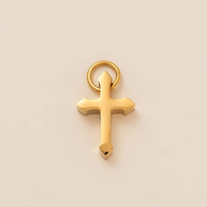 Pendentif croix en acier inoxydable doré poli avec boucle pour colliers de bijoux DIY