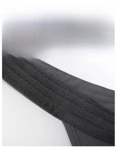 Detail of the moisture-wicking sweatband with breathable laser-cut holes in dark gray