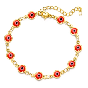 Goldenes Armband mit roten Evil Eye Perlen und verstellbarem Karabinerverschluss für Damen