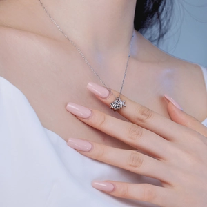 Detailed close-up of S925 sterling silver starfish and conch pendants on a thin necklace