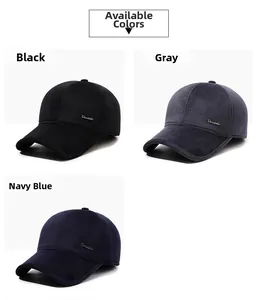 Detailed side views of thermal baseball caps in black, grey, and navy with metal logo