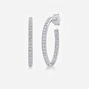 925 Sterling Silver Moissanite Hoop Earrings For Women Luxury Pave Moissanite Ribbon Design Elegant Daily Party Jewelry