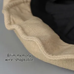 Chapeau de soleil en lin pour femme avec bord fil à mémoire de forme de style beige