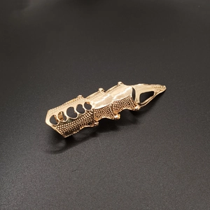 Vintage gold punk articulated full finger armor ring with hollow spiked nail design