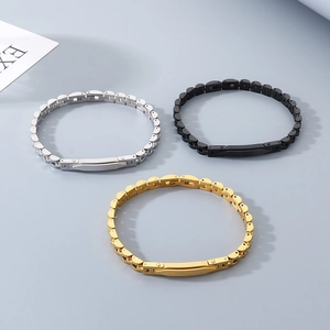 6mm titanium steel strap link bracelets in gold, silver, and black finishes