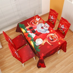 Weihnachten Dekoration Tischdecke Und Stuhlbezug Set Elastisches Polyester Spandex Bedruckt Weihnachtsmann Schneemann Rentier Buffalo Karo Für Party Heimdekor