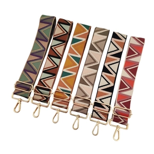 Adjustable wide woven guitar style bag straps with bohemian geometric jacquard patterns