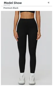 Détail du legging de yoga taille haute noir mat avec coupe ajustée et gainante