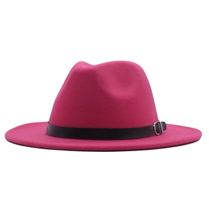 Vintage Woolen Felt Fedora Hat With Belt Buckle Wide Brim Jazz Hat For Women Men Winter Autumn British Style Top Hat