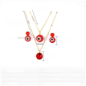 Detailed size chart for the stainless steel double necklace and spherical stud earrings set