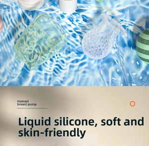 Detailed view of soft liquid silicone manual breast pump shield and valve components