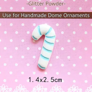 DIY candy cane resin charm with blue stripes for hair clips and phone case crafts