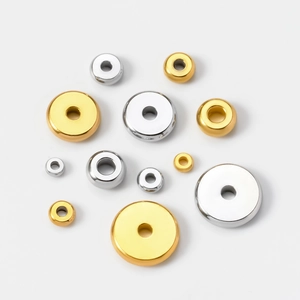 Polished gold and silver stainless steel flat spacer beads for DIY jewelry making