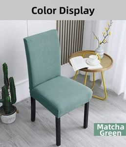 Detail view of matcha green thickened elastic chair cover with waffle knit texture