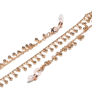 Handmade gold chain necklace for glasses and face masks featuring delicate gold beads