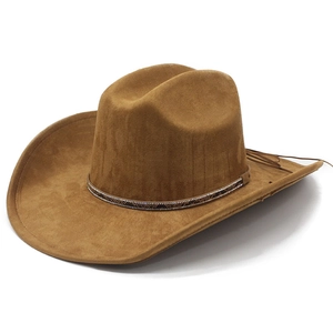 Western Cowboy Hat Faux Suede Wide Brim With Decorative Band Adjustable Retro Knight Hat For Outdoor Travel Unisex