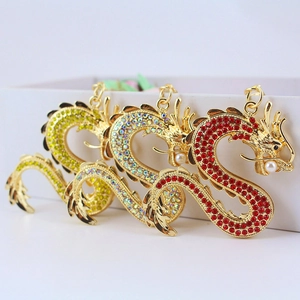 Porte-Clés Dragon De Style Chinois En Alliage De Zinc Strass Pendentif De Sac Anneau De Voiture Künstliche Perle Ethnique Cadeau Pour Femmes