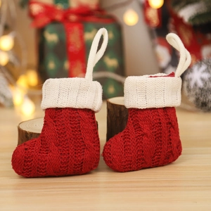 Classic red and white knitted Christmas stockings with soft texture for holiday decor