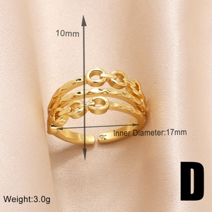 Specifiche dettagliate per anello multistrato placcato oro 18k con diametro interno di 17mm