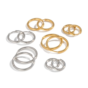 Lot de boucles d'oreilles créoles en acier inoxydable or et argent en trois tailles