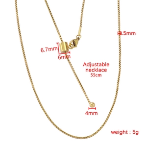 Adjustable 55cm golden mirror titanium steel box chain necklace with 1.5mm width