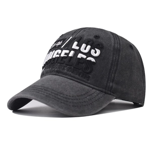 Los Angeles Embroidery Washed Cotton Denim Baseball Cap Distressed Vintage Adjustable Sun Hat For Men And Women