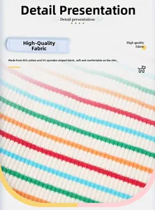 Macro view of colorful striped pet dress fabric made of 95% cotton and 5% spandex