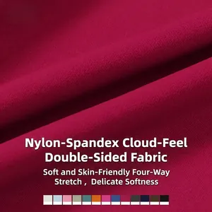 Completo yoga rosso bordeaux in nylon spandex con elasticità a 4 vie e tocco cloud