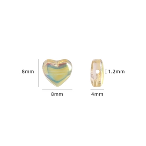 8mm iridescent crystal heart bead for DIY jewelry making with 1.2mm horizontal hole