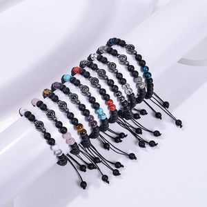 Projection stone bracelet set with frosted beads and colorful natural crystals
