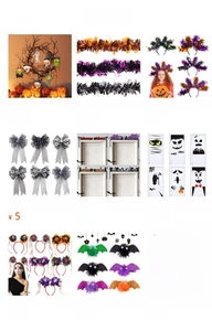Halloween party decoration assortment with spooky headbands door stickers and accessories