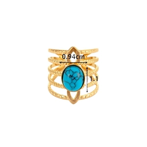Gold layered heart snake ring with oval turquoise gemstone and adjustable open band