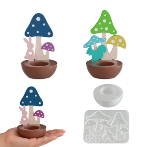 Pilz Kaninchen Eichhörnchen Silikonformen DIY Wald Thema Kerzenhalter Harz Gips Handwerk Desktop Ornament