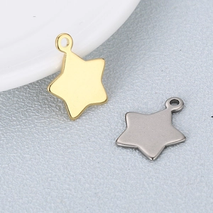 Polished stainless steel gold and silver star pendants for DIY jewelry making