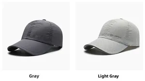 Dettaglio dei cappellini da baseball in rete traspirante con logo KAIRUI grigio