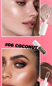 Nuancier détaillé et look de maquillage du blush liquide longue tenue teinte #06 Coconut