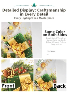 Detail showing high-quality Christmas gift wrap with double-sided festive pattern
