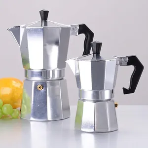 Aluminum Moka Pot Italian Espresso Coffee Maker Octagonal Manual Percolator With Heat Resistant Handle For Home Office