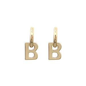 Polished gold letter B drop earrings with sleek hoop design for a high-end luxury look