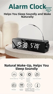 Smart LED sunrise alarm clock with RGB ambient light and digital display features