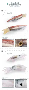 Macro detail of 22g and 23g lifelike octopus lures with realistic texture and eyes
