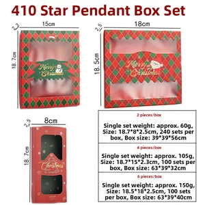 Detailed view of Christmas star pendant spoon gift boxes with dimensions and specifications